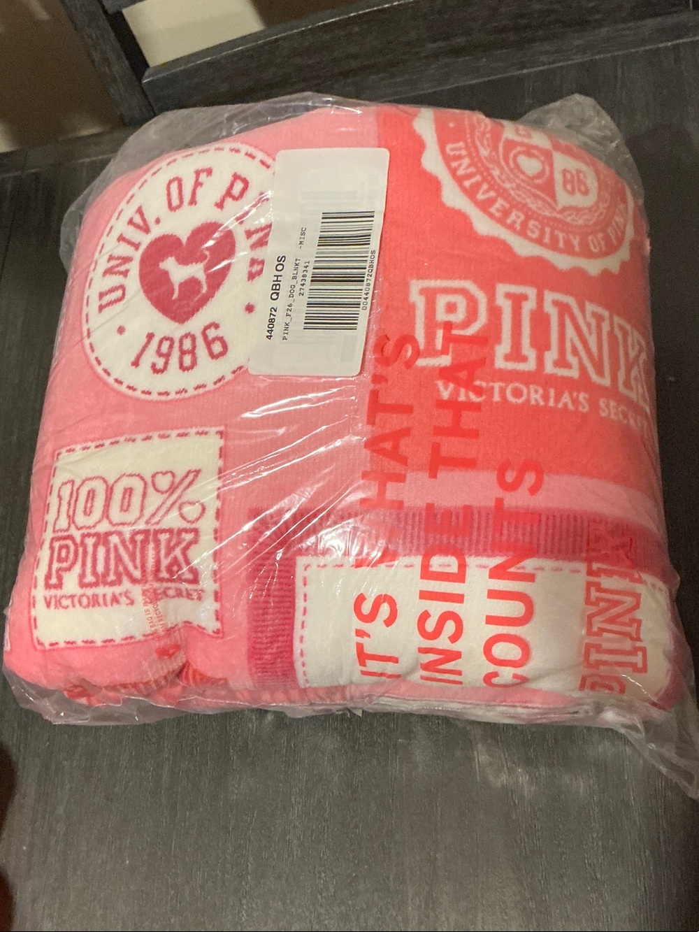 PINK Victoria's Secret Mystery Dog and Plush Blanket